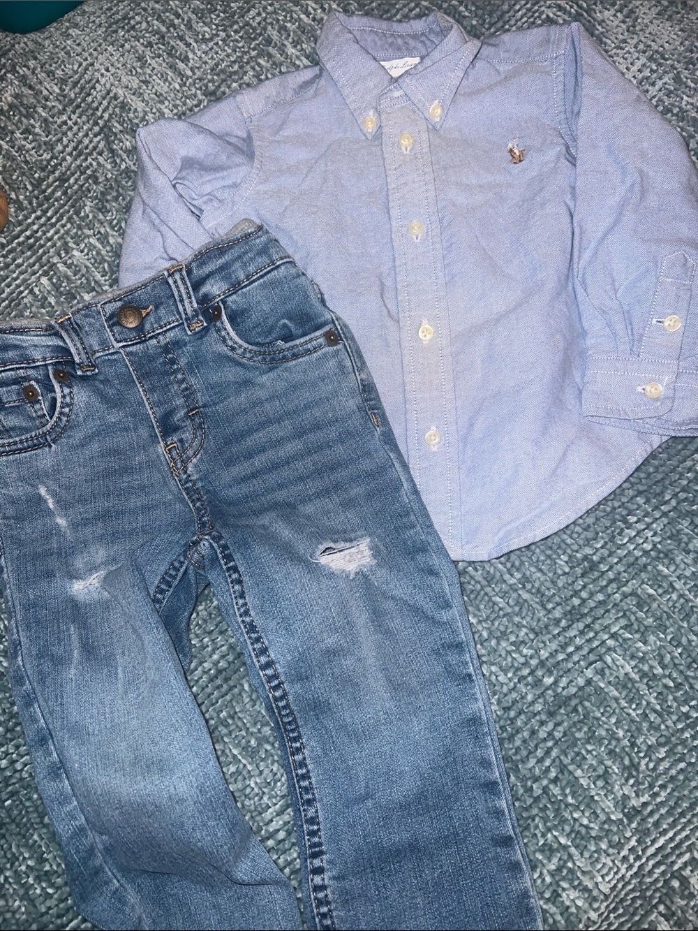 Ralph Lauren Light Blue Button-Down Shirt with Polo horse w/Levi Pull on Jeans